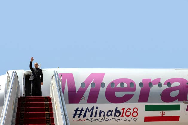 Iran s President Masoud Pezeshkian and Foreign Minister Abbas Araghchi upon their arrival at the Nur Khan Air Base in Rawalpindi. Iranian Foreign Minister Abbas Araghchi arrived in Islamabad, Pakistan, on Tuesday, June 23, 2026. The aircraft bore the inscription Minab?168, commemorating the children killed in the recent war — victims of the school tragedy.  PAK20260623018 IranianxPresidentialxPressxOffic
