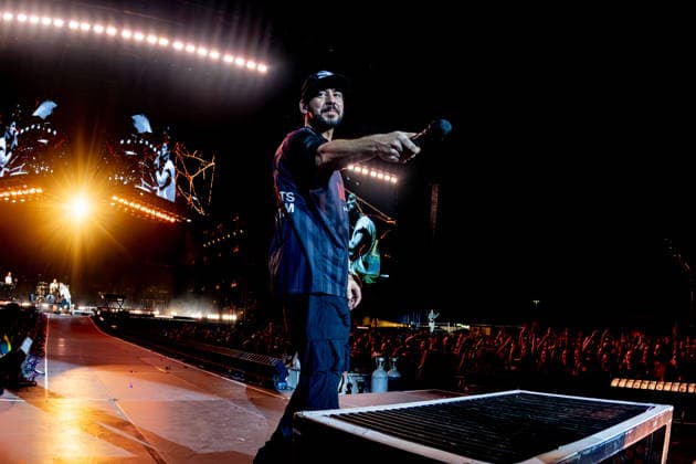 Linkin Park Concert at the Miguel Ríos Auditorium in Rivas Vaciamadrid, Madrid. Mike Shinoda of Linkin Park during a performance at the Miguel Ríos Auditorium on June 23, 2026, in Rivas Vaciamadrid, Madrid, Spain. The concert is part of the From Zero World Tour, the band’s global tour marking their return to major stages nearly a decade after their last visit to Spain. The tour also serves to promote their eighth studio album, ‘From Zero,’ and to solidify the band’s new era with Emily Armstrong as lead vocalist alongside Mike Shinoda. Spain,detected_source_language  Copyright: xRicardoxRubiox 7618580
