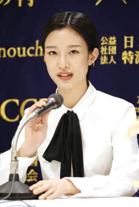 June 23, 2026, Tokyo, Japan - Japanese actress Yumi Kawai speaks at a press conference for the 2017 documentary film Monky Business: The Adventure of Curious George s Creators at the Foreign Correspondents Club of Japan in Tokyo after a preview screening on Tuesday, June 23, 2026. Japanese-born British documentary folmmaker Ema Ryan Yamazaki recreated Japanese-language version for the 85th anniversary of George s birthday and Kawai is a narrator for Japanese version. (photo by Yoshio Tsunoda AFLO)  aflo_335499036