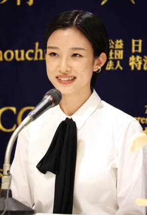 June 23, 2026, Tokyo, Japan - Japanese actress Yumi Kawai speaks at a press conference for the 2017 documentary film Monky Business: The Adventure of Curious George s Creators at the Foreign Correspondents Club of Japan in Tokyo after a preview screening on Tuesday, June 23, 2026. Japanese-born British documentary folmmaker Ema Ryan Yamazaki recreated Japanese-language version for the 85th anniversary of George s birthday and Kawai is a narrator for Japanese version. (photo by Yoshio Tsunoda AFLO)  aflo_335499008