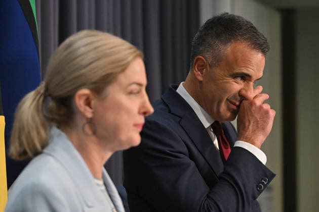 JULIE COLLINS BIRD FLU PRESSER, Minister for Agriculture Julie Collins and South Australia™s Premier Peter Malinauskas speak to journalists at a press conference at Parliament House in Canberra, Wednesday, June 24, 2026. ( NO ARCHIVING CANBERRA AUSTRALIAN CAPITAL TERRITORY AUSTRALIA  Copyright: xMICKxTSIKASx 20260624123270941330
