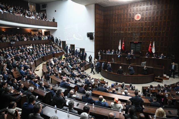 AK Party Group Meeting in Ankara ANKARA, TURKIYE - JUNE 24: Turkish President and Chairman of the Justice and Development (AK) Party Recep Tayyip Erdogan makes a speech during the his party s parliamentary group meeting at the Grand National Assembly of Turkiye (GNAT) in Ankara, Turkiye, on June 24, 2026. Abdullah Guclu Anadolu Ankara Turkey. Editorial use only. Please get in touch for any other usage.  Copyright: x2026xAnadoluxAbdullahxGuclux