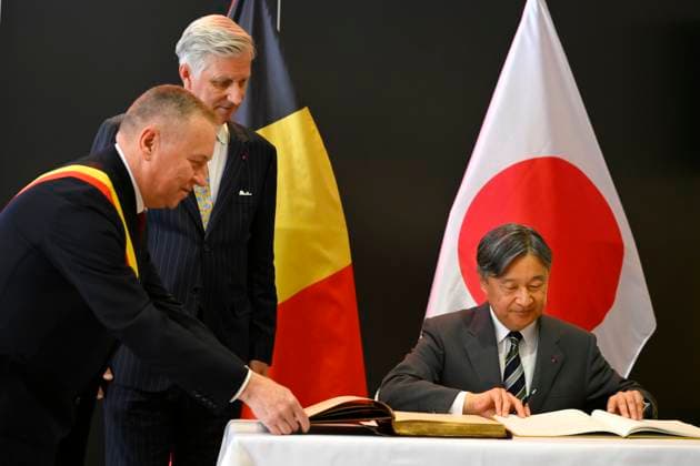 State Visit of the Emperor and the Empress of Japan to Belgium NAMUR, BELGIUM - JUNE 24 : King Philippe - Filip of Belgium and Emperor Naruhito of Japan pictured at the Castle of Namur (Signature of the Golden Book) during the state visit of the Emperor and Empress of Japan to Belgium, on June 24, 2026 in Namur, Belgium, 24 06 2026 Namur Belgium  Copyright: xPhilipxReynaersx