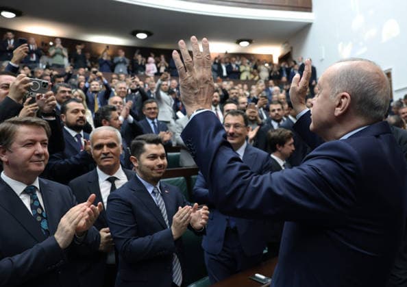 AK Party Group Meeting in Ankara ANKARA, TURKIYE - JUNE 24: ----EDITORIAL USE ONLY - MANDATORY CREDIT - TURKISH PRESIDENCY MURAT KULA HANDOUT - NO MARKETING NO ADVERTISING CAMPAIGNS - DISTRIBUTED AS A SERVICE TO CLIENTS----) Turkish President and Chairman of the Justice and Development (AK) Party Recep Tayyip Erdogan greets the crowd during the his party s parliamentary group meeting at the Grand National Assembly of Turkiye (GNAT) in Ankara, Turkiye, on June 24, 2026. Turkish Presidency Murat Kula Handout Anadolu Ankara Turkey. Editorial use only. Please get in touch for any other usage.  Copyright: x2026xAnadoluxTurkishxPresidencyx xMuratxKulax xHandoutx