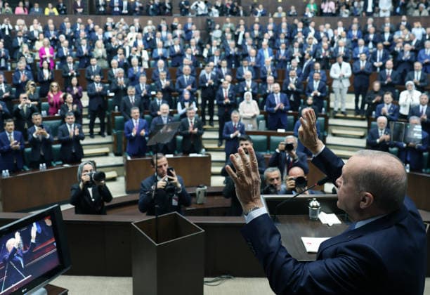 AK Party Group Meeting in Ankara ANKARA, TURKIYE - JUNE 24: ----EDITORIAL USE ONLY - MANDATORY CREDIT - TURKISH PRESIDENCY MURAT KULA HANDOUT - NO MARKETING NO ADVERTISING CAMPAIGNS - DISTRIBUTED AS A SERVICE TO CLIENTS----) Turkish President and Chairman of the Justice and Development (AK) Party Recep Tayyip Erdogan greets the crowd during the his party s parliamentary group meeting at the Grand National Assembly of Turkiye (GNAT) in Ankara, Turkiye, on June 24, 2026. Turkish Presidency Murat Kula Handout Anadolu Ankara Turkey. Editorial use only. Please get in touch for any other usage.  Copyright: x2026xAnadoluxTurkishxPresidencyx xMuratxKulax xHandoutx
