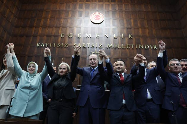 AK Party Group Meeting in Ankara ANKARA, TURKIYE - JUNE 24: ----EDITORIAL USE ONLY - MANDATORY CREDIT - TURKISH PRESIDENCY MURAT KULA HANDOUT - NO MARKETING NO ADVERTISING CAMPAIGNS - DISTRIBUTED AS A SERVICE TO CLIENTS----) Turkish President and Chairman of the Justice and Development (AK) Party Recep Tayyip Erdogan greets the crowd during the his party s parliamentary group meeting at the Grand National Assembly of Turkiye (GNAT) in Ankara, Turkiye, on June 24, 2026. Turkish Presidency Murat Kula Handout Anadolu Ankara Turkey. Editorial use only. Please get in touch for any other usage.  Copyright: x2026xAnadoluxTurkishxPresidencyx xMuratxKulax xHandoutx