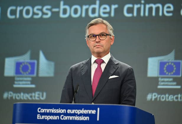 European Commission holds press conference on Law Enforcement and Criminal Justice Package BRUSSELS, BELGIUM - JUNE 24: European Commissioner for Internal Affairs and Migration Magnus Brunner speaks during a press conference on the Law Enforcement and Criminal Justice Package in Brussels, Belgium, on June 24, 2026. Executive Vice-President of the European Commission Henna Virkkunen and European Commissioner for Democracy, Justice, Rule of Law and Consumer Protection Michael McGrath also attended the press conference. Dursun Aydemir Anadolu Brussels Belgium. Editorial use only. Please get in touch for any other usage.  Copyright: x2026xAnadoluxDursunxAydemirx