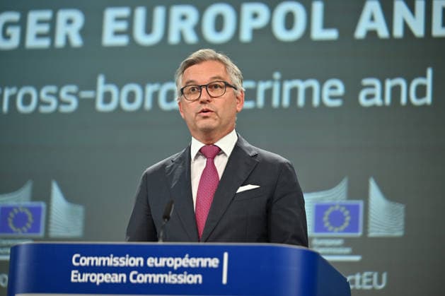 European Commission holds press conference on Law Enforcement and Criminal Justice Package BRUSSELS, BELGIUM - JUNE 24: European Commissioner for Internal Affairs and Migration Magnus Brunner speaks during a press conference on the Law Enforcement and Criminal Justice Package in Brussels, Belgium, on June 24, 2026. Executive Vice-President of the European Commission Henna Virkkunen and European Commissioner for Democracy, Justice, Rule of Law and Consumer Protection Michael McGrath also attended the press conference. Dursun Aydemir Anadolu Brussels Belgium. Editorial use only. Please get in touch for any other usage.  Copyright: x2026xAnadoluxDursunxAydemirx