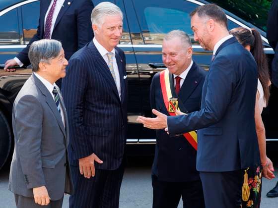 State Visit of the Emperor and the Empress of Japan to Belgium NAMUR, BELGIUM - JUNE 24 : Emperor Naruhito of Japan, King Philippe - Filip of Belgium, Denis Mathen, governor of the province of Namur and Maxime Prevot (Les Engages), Deputy Prime Minister and Minister of Foreign Affairs foreign of Federal Government pictured at the Castle of Namur during the state visit of the Emperor and Empress of Japan to Belgium, on June 24, 2026 in Namur, Belgium, 24 06 2026 Namur Belgium  Copyright: xBenoitxDoppagnex