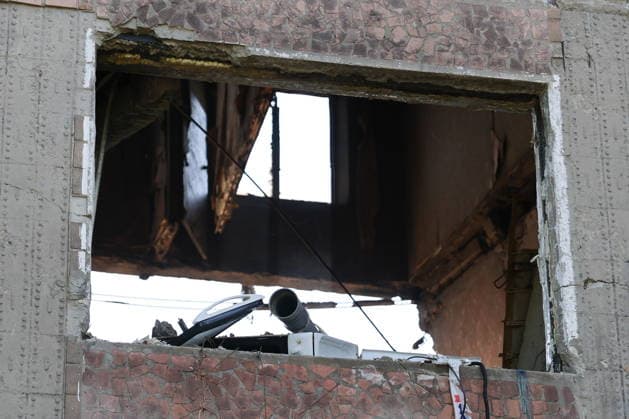 RUSSIA, GORLOVKA - JUNE 24, 2026: An apartment block destroyed in a drone attack. Dmitry Yagodkin TASS  94215011