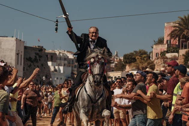 June 24, 2026, Ciutadella, Menorca Balearic Islands, Spain: A caixer (horse rider) aims his lance at a suspended ring during the training session for the Jocs des Pla (medieval tournament) during the traditional Sant Joan (Saint John) festival in Ciutadella de Menorca Ciutadella Spain - ZUMAo105 20260624_fap_o105_006 Copyright: xMatthiasxOesterlex