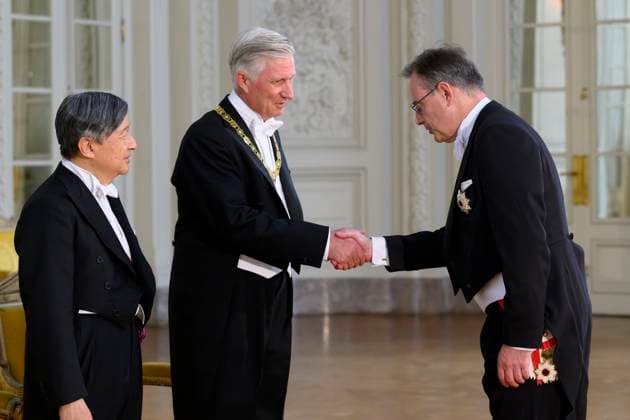 State Visit of the Emperor and the Empress of Japan to Belgium BRUSSELS, BELGIUM - JUNE 23 : King Philippe of Belgium,Emperor Naruhito and Bart De Wever, (N-VA) Prime Minister of Federal Government pictured during the State Banquet at Laeken Castle during the State Visit of the Emperor and Empress of Japan to Belgium, on June 23, 2026 in Brussels, Belgium, 23 06 2026 Brussels Belgium  Copyright: xPhilipxReynaersx