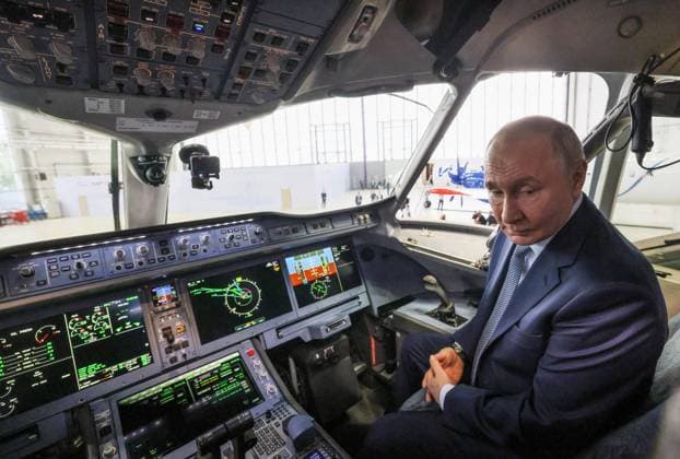 Russia Putin Central Federal District 9194542 24.06.2026 Russian President Vladimir Putin sits inside the cockpit of the Yakovlev Superjet 100 (SJ-100) passenger aircraft during a visit to the Gromov Flight Research Institute in Zhukovsky, outside Moscow, Russia. Mikhail Metzel Sputnik Zhukovsky Moscow region Russia  Copyright: xMikhailxMetzelx