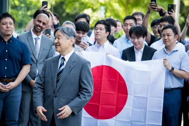 Japanese Emperor Naruhito greets the public after a visit to the Interuniversity microelectronics centre (IMEC), a Flemish interuniversity research institute for microelectronics and nanotechnology located in Leuven, during the official state visit of the Japanese Emperor and Empress to Belgium on Wednesday 24 June 2026. The Emperor and Empress of Japan visit Belgium from June 20-25.  JASPERxJACOBS 179132038