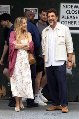 Kate Hudson und Javier Bardem bei den Dreharbeitem zum Kinofilm Hello & Paris in Downtown Manhattan. New York, 23.06.2026 *** Kate Hudson and Javier Bardem on the set of the movie *Hello Paris* in Downtown Manhattan, New York, June 23, 2026 Foto:xJ.xShorex xFuturexImagex hello_6601