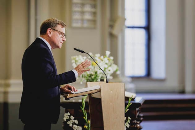 Johann Wadephul (CDU), Bundesaussenminister, aufgenommen im Rahmen des Festaktes zum Johannisfest der EKD (Evangelische Kirche Deutschland) in der Franzoesischen Friedrichstadtkirche in Berlin, 24.06.2026. Fotografiert im Auftrag des Auswaertigen Amtes. Berlin Deutschland *** Johann Wadephul (CDU), Federal Minister of Foreign Affairs, photographed during the ceremony marking the St. John’s Festival of the EKD (Evangelical Church in Germany) at the French Friedrichstadt Church in Berlin, June 24, 2026. Photographed on behalf of the Federal Foreign Office, Berlin, Germany Copyright: xFlorianxGaertner AAx