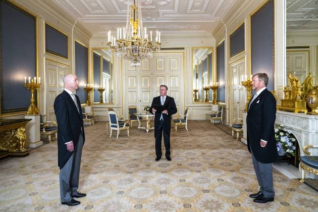 Den Haag, The Netherlands, 2026-06-24 11:45:54 THE HAGUE, 24-06-2026, Noordeinde Palace. King Willem Alexander received Mr. Alexander Bosman at Noordeinde Palace in The Hague on the occasion of his appointment as Advocate General at the Supreme Court of the Netherlands. PHOTO: NLBeeld POOL Frank van Beek Credit: NL Beeld Patrick van Emst  Copyright: xx x