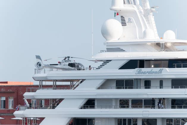 Superyacht Boardwalk moored in the port of Naples NAPLES, ITALY - JUNE 24: Superyacht Boardwalk of U.S. Ambassador to Italy Tilman Fertitta is moored in the port of Naples, Italy, on June 24, 2026. Tilman Fertitta reportedly expressed his intention to anchor near St. Mark’s Basin during the Redentore celebrations in Venice, sparking protests from environmental groups and civic organizations. While waiting to see what the Venetian authorities’ final decision will be, Fertitta has chosen Naples as his base. Eliano Imperato Anadolu Naples Italy. Editorial use only. Please get in touch for any other usage.  Copyright: x2026xAnadoluxElianoxImperatox