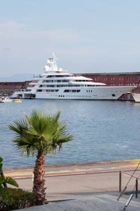 Superyacht Boardwalk moored in the port of Naples NAPLES, ITALY - JUNE 24: Superyacht Boardwalk of U.S. Ambassador to Italy Tilman Fertitta is moored in the port of Naples, Italy, on June 24, 2026. Tilman Fertitta reportedly expressed his intention to anchor near St. Mark’s Basin during the Redentore celebrations in Venice, sparking protests from environmental groups and civic organizations. While waiting to see what the Venetian authorities’ final decision will be, Fertitta has chosen Naples as his base. Eliano Imperato Anadolu Naples Italy. Editorial use only. Please get in touch for any other usage.  Copyright: x2026xAnadoluxElianoxImperatox