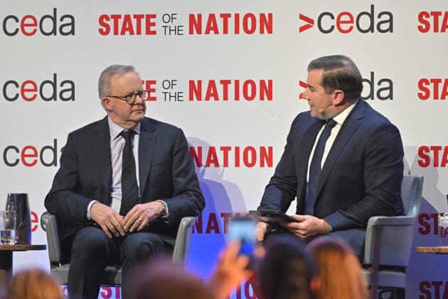 CEDA STATE OF THE NATION 2026, Prime Minister Anthony Albanese speaks with Nine political editor Charles Croucher during the Committee for the Economic Development of Australia (CEDA) State of the Nation Conference at Parliament House, in Canberra, Thursday, June 25, 2026. ( NO ARCHIVING CANBERRA AUSTRALIAN CAPITAL TERRITORY AUSTRALIA  Copyright: xMICKxTSIKASx 20260625137282149172