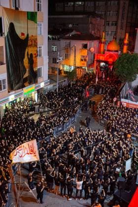 June 25, 2026: Istanbul, Turkey, June 24, 2026: Shia Muslims gathered for Tasua night commemorations, observed on the ninth day of Muharram, in Istanbul s Halkali district. Mourning rituals, prayers and religious ceremonies were held in remembrance of Imam Hussein, the grandson of the Prophet Muhammad, and his companions who were killed in the Battle of Karbala in 680 AD. Tasua is observed on the eve of Ashura, one of the most significant religious occasions for Shia Muslims. - ZUMAi72_ 20260625_znp_i72_002 Copyright: xTolgaxIldunx