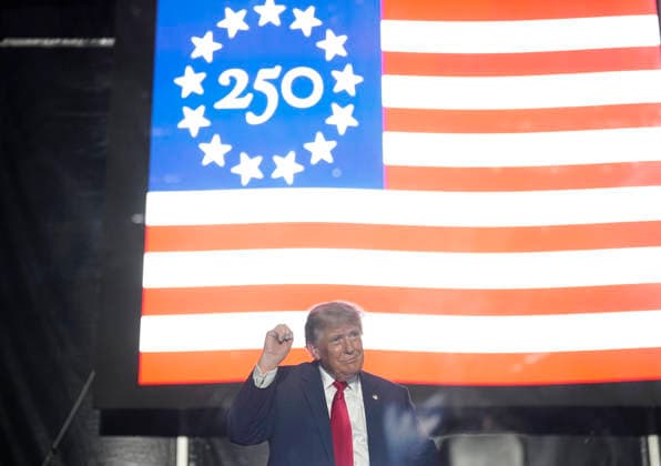 President Donald Trump speaks at a rally to kick off the 16-day Great American State Fair as part of Washington, D.C. s celebration of the nation s 250th birthday on the National Mall on Wednesday, June 24, 2026. The rally will include military flyovers, musical performances from Lee Greenwood and Christopher Macchio, and the U.S. Army Band, the U.S. Marine Band and Armed Forces choirs.  WAP202606244074 BONNIExCASH