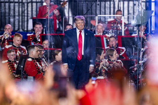 US President Donald Trump speaks at the opening concert of the Freedom 250 Great American State Fair on the National Mall in Washington, DC, on Wednesday, June 24, 2026. Numerous performers dropped out of the embattled event, citing its association with the Trump administration. In response, Trump announced he would appear in lieu of the musicians for what he called a rally to end all rallies.  WAX20260620203 JIMxLOxSCALZO