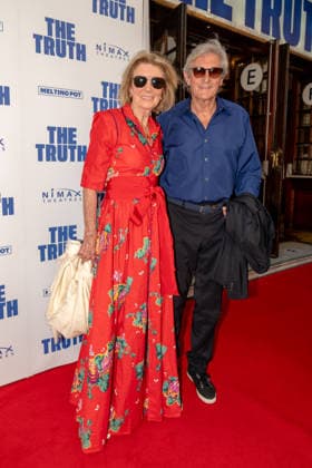 Actor and Presenter, Nigel Havers and his partner Georgiana Bronfman pose on the red carpet of the West End Comedy, The Truth. Apollo Theatre, London. 24 June 2026 The Truth stars Tony Award-nominated Stephen Mangan (BBC 1 The Split; BBC 2 Episodes ) returning to the London stage, alongside comedy icon Ardal O™Hanlon (Channel 4, Father Ted; Netflix, How To Get To Heaven From Belfast), Sarah Hadland (BBC 1, Miranda; Strictly Come Dancing; ITV, The Job Lot) and double Olivier Award-winner Janie Dee four of the UK and Ireland™s most beloved stage and screen performers bringing their formidable comic talents to this sophisticated and fast-paced comedy., Credit:JAMES COOK Avalon  Copyright: xJAMESxCOOKx xAvalonx 1112277563