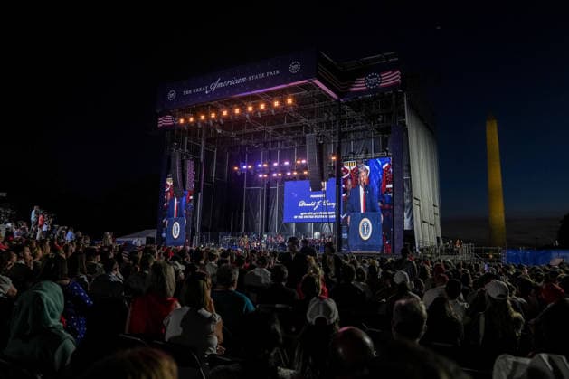 Donald Trump attends rally launching Great American State Fair ahead of U.S. 250th anniversary WASHINGTON, D.C., UNITED STATES - JUNE 24: U.S. President Donald Trump speaks during the kick-off celebration for the Great American State Fair on the National Mall in Washington, D.C., on June 24, 2026. The fair will be held from June 25 to July 10, 2026, as part of celebrations marking the 250th anniversary of U.S. independence. Mehmet Eser Anadolu Washington DC United States. Editorial use only. Please get in touch for any other usage.  Copyright: x2026xAnadoluxMehmetxEserx