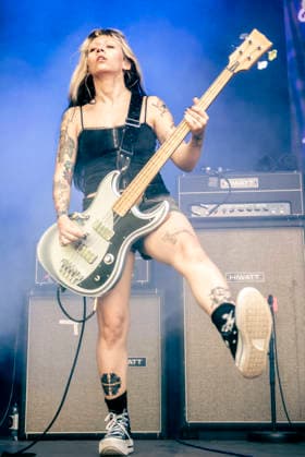 Faetooth live at Copenhell 2026 Copenhagen, Denmark. 24th, June 2026. The American doom trio Faetooth performs a live concert during the Danish heavy metal festival Copenhell 2026 in Copenhagen. Here bass player Jenna Garcia is seen live on stage. Denmark, Copenhagen  Copyright: xGonzalesxPhoto MathiasxBakxLarsenx