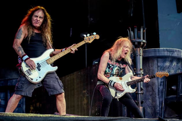 Iron Maiden live at Copenhell 2026 Copenhagen, Denmark. 24th, June 2026. The English heavy metal band Iron Maiden performs a live concert during the Danish heavy metal festival Copenhell 2026 in Copenhagen. Here bass player Steve Harris (L) is seen live on stage with guitarist Janick Gers (R). Denmark, Copenhagen  Copyright: xGonzalesxPhoto MathiasxBakxLarsenx
