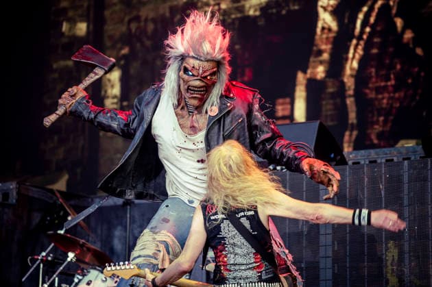 Iron Maiden live at Copenhell 2026 Copenhagen, Denmark. 24th, June 2026. The English heavy metal band Iron Maiden performs a live concert during the Danish heavy metal festival Copenhell 2026 in Copenhagen. Here the mascot Eddie is seen live on stage with guitarist Janick Gers. Denmark, Copenhagen  Copyright: xGonzalesxPhoto MathiasxBakxLarsenx