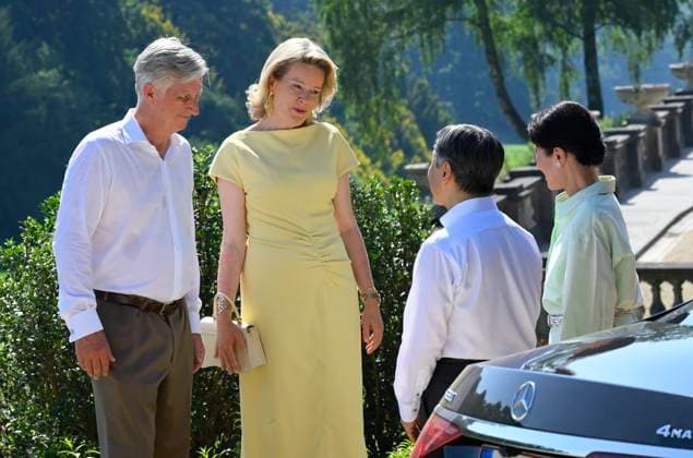 State Visit of the Emperor and the Empress of Japan to Belgium BRUSSELS, BELGIUM - JUNE 25: King Philippe - Filip of Belgium and Queen Mathilde of Belgium bid farewell to Emperor Naruhito and Empress Masako of Japan during their state visit to Belgium on June 25, 2026 in Brussels, Belgium. ( Brussels Belgium  Copyright: xPhilipxReynaersx