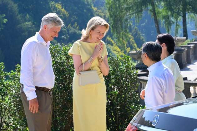 State Visit of the Emperor and the Empress of Japan to Belgium BRUSSELS, BELGIUM - JUNE 25: King Philippe - Filip of Belgium and Queen Mathilde of Belgium bid farewell to Emperor Naruhito and Empress Masako of Japan during their state visit to Belgium on June 25, 2026 in Brussels, Belgium. ( Brussels Belgium  Copyright: xPhilipxReynaersx