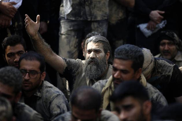 Mourners commemorate Karbala martyrs on Ashura in Iran??????? TEHRAN, IRAN - JUNE 25: Members of the Lur ethnic community take part in the traditional Gil-mali (mud-smearing) ritual during Ashura commemorations at Osshaghol Abbas Hosseiniyeh in Tehran, Iran, on June 25, 2026. Marking the anniversary of the martyrdom of Imam Hussein, the grandson of Prophet Muhammad, and his 72 companions in Karbala, participants covered themselves in mud as a sign of mourning and remembrance. Fatemeh Bahrami Anadolu Tehran Iran. Editorial use only. Please get in touch for any other usage.  Copyright: x2026xAnadoluxFatemehxBahramix