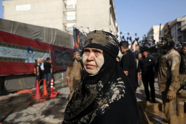 Mourners commemorate Karbala martyrs on Ashura in Iran??????? TEHRAN, IRAN - JUNE 25: Members of the Lur ethnic community take part in the traditional Gil-mali (mud-smearing) ritual during Ashura commemorations at Osshaghol Abbas Hosseiniyeh in Tehran, Iran, on June 25, 2026. Marking the anniversary of the martyrdom of Imam Hussein, the grandson of Prophet Muhammad, and his 72 companions in Karbala, participants covered themselves in mud as a sign of mourning and remembrance. Fatemeh Bahrami Anadolu Tehran Iran. Editorial use only. Please get in touch for any other usage.  Copyright: x2026xAnadoluxFatemehxBahramix