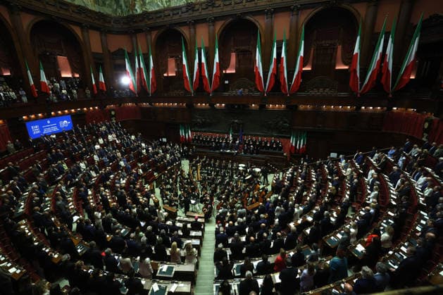 IPA86041230 - Rome, Italy June 25, 2026: Ignazio La Russa, Sergio Mattarella, Lorenzo Fontana. Commemorative ceremony marking the 80th anniversary of the first session of the Constituent Assembly, held on June 25, 1946. The event commemorated the start of the work that led to the drafting of the Constitution of the Italian Republic, paying tribute to the key figures of the constitutional era and to the founding values of Italian democracy.  Copyright: xmarcoxiacobuccix xmarcoxiacobuccix 86041230