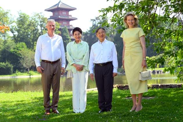 State Visit of the Emperor and the Empress of Japan to Belgium BRUSSELS, BELGIUM - JUNE 25 : Emperor Naruhito of Japan, Empress Masako of Japan, Queen Mathilde of Belgium and King Philippe - Filip of Belgium pictured during the visit of the Royal Greenhouses during the state visit of the Emperor and Empress of Japan to Belgium, on June 25, 2026 in Brussels, Belgium, 25 06 2026 Brussels Belgium  Copyright: xPhilipxReynaersx