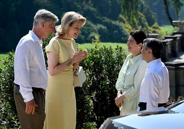 State Visit of the Emperor and the Empress of Japan to Belgium BRUSSELS, BELGIUM - JUNE 25 : King Philippe - Filip of Belgium and Queen Mathilde of Belgium bid farewell near the Serres du Congo to Emperor Naruhito and Empress Masako of Japan during their state visit to Belgium on June 25, 2026 in Brussels, Belgium Brussels Belgium  Copyright: xBertxVanxDenxBrouckex