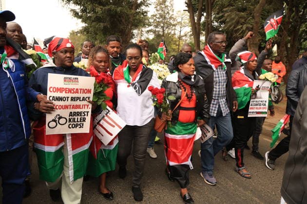 Demonstrators mark second anniversary of deadly Gen Z protests in Kenya NAIROBI, KENYA - JUNE 25: Demonstrators gather near Kenya s Parliament building during a protest marking the second anniversary of the deadly anti-finance bill demonstrations in Nairobi, Kenya, on June 25, 2026. Families of victims, activists and citizens commemorated those killed during the 2024 protests, which were led largely by Generation Z against a controversial finance bill, while demanding accountability and justice despite heavy police presence and security barricades. Lucas Mukasa Anadolu Nairobi Kenya. Editorial use only. Please get in touch for any other usage.  Copyright: x2026xAnadoluxLucasxMukasax