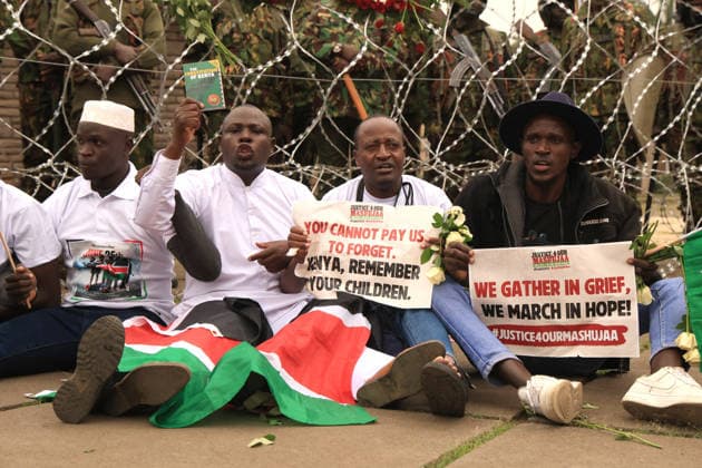 Demonstrators mark second anniversary of deadly Gen Z protests in Kenya NAIROBI, KENYA - JUNE 25: Demonstrators gather near Kenya s Parliament building during a protest marking the second anniversary of the deadly anti-finance bill demonstrations in Nairobi, Kenya, on June 25, 2026. Families of victims, activists and citizens commemorated those killed during the 2024 protests, which were led largely by Generation Z against a controversial finance bill, while demanding accountability and justice despite heavy police presence and security barricades. Lucas Mukasa Anadolu Nairobi Kenya. Editorial use only. Please get in touch for any other usage.  Copyright: x2026xAnadoluxLucasxMukasax