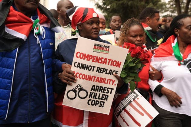 Demonstrators mark second anniversary of deadly Gen Z protests in Kenya NAIROBI, KENYA - JUNE 25: Demonstrators gather near Kenya s Parliament building during a protest marking the second anniversary of the deadly anti-finance bill demonstrations in Nairobi, Kenya, on June 25, 2026. Families of victims, activists and citizens commemorated those killed during the 2024 protests, which were led largely by Generation Z against a controversial finance bill, while demanding accountability and justice despite heavy police presence and security barricades. Lucas Mukasa Anadolu Nairobi Kenya. Editorial use only. Please get in touch for any other usage.  Copyright: x2026xAnadoluxLucasxMukasax