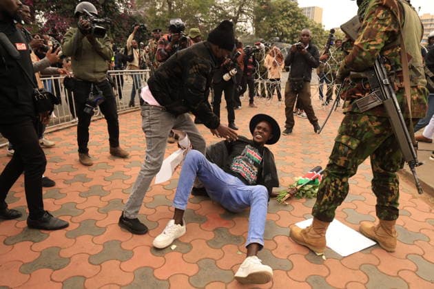 Demonstrators mark second anniversary of deadly Gen Z protests in Kenya NAIROBI, KENYA - JUNE 25: Demonstrators gather near Kenya s Parliament building during a protest marking the second anniversary of the deadly anti-finance bill demonstrations in Nairobi, Kenya, on June 25, 2026. Families of victims, activists and citizens commemorated those killed during the 2024 protests, which were led largely by Generation Z against a controversial finance bill, while demanding accountability and justice despite heavy police presence and security barricades. Lucas Mukasa Anadolu Nairobi Kenya. Editorial use only. Please get in touch for any other usage.  Copyright: x2026xAnadoluxLucasxMukasax
