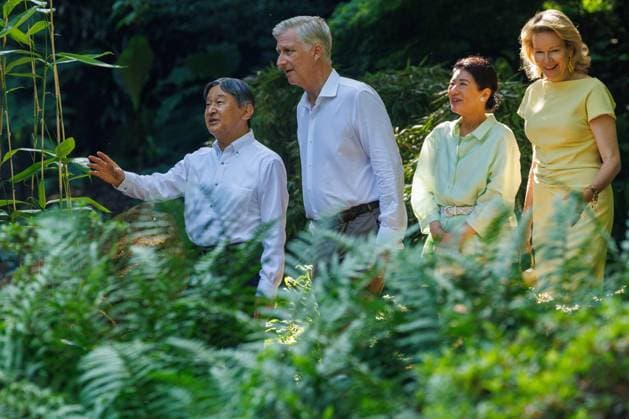 Japanese imperial couple concludes state visit to Belgium BRUSSELS, BELGIUM – JUNE 25: (----EDITORIAL USE ONLY MANDATORY CREDIT - OLIVIER MATTHYS POOL EPA - NO MARKETING NO ADVERTISING CAMPAIGNS - DISTRIBUTED AS A SERVICE TO CLIENTS----) Belgium s King Philippe and Queen Mathilde accompany Japan s Emperor Naruhito and Empress Masako during a visit to the Japanese Tower and its gardens in the Royal Domain of Laeken in Brussels, Belgium, on June 25, 2026. The visit took place on the final day of the Japanese imperial couple s state visit to Belgium marking the 160th anniversary of diplomatic relations between the two countries. Built between 1900 and 1904 on the orders of King Leopold II, the nearly 50-meter-high Japanese Tower is one o  Copyright: x2026xAnadoluxOlivierxMatthys Poolx