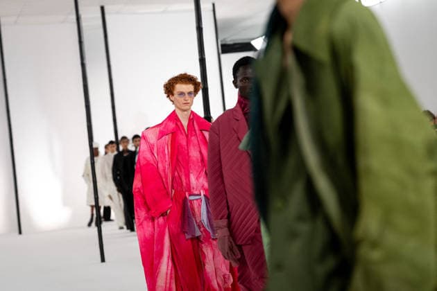 PFW - Issey Miyake - Runway A model presents a creation by IM Issey Miyake Men Miyake Design Studio team as part of their Menswear Spring-Summer 2027 collection show for fashion house Issey Miyake during Men s Fashion Week in Paris, France, June 25, 2026. Photo by Alexis Jumeau ABACAPRESS.COM Paris France  Copyright: xJumeauxAlexis ABACAx
