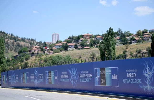 Preparations continue ahead of the NATO Summit in the capital Ankara ANKARA, TURKIYE - JUNE 25: Billboards bearing the slogans Key to Peace, Key to Security, and Shared Future in Peace are seen at various points along the boulevard on the protocol route ahead of the NATO Summit as preparations continue in Ankara, Turkiye, on June 25, 2026. Rasit Aydogan Anadolu Ankara Turkey. Editorial use only. Please get in touch for any other usage.  Copyright: x2026xAnadoluxRasitxAydoganx