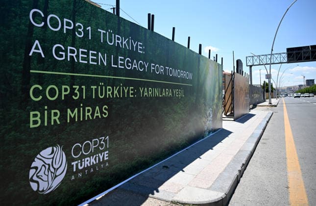 Preparations continue ahead of the NATO Summit in the capital Ankara ANKARA, TURKIYE - JUNE 25: Billboards promoting the COP31 United Nations Climate Change Conference as well as systems developed by Turkiye’s defense industry, are seen at various locations along the boulevard on the protocol route ahead of the NATO Summit as preparations continue in Ankara, Turkiye, on June 25, 2026. Rasit Aydogan Anadolu Ankara Turkey. Editorial use only. Please get in touch for any other usage.  Copyright: x2026xAnadoluxRasitxAydoganx