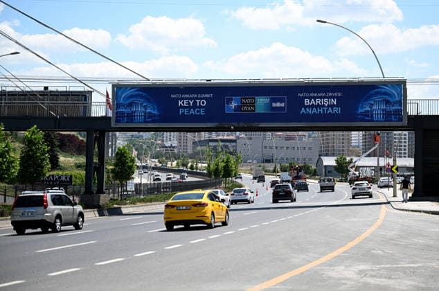 Preparations continue ahead of the NATO Summit in the capital Ankara ANKARA, TURKIYE - JUNE 25: Billboards bearing the slogans Key to Peace, Key to Security, and Shared Future in Peace are seen at various points along the boulevard on the protocol route ahead of the NATO Summit as preparations continue in Ankara, Turkiye, on June 25, 2026. Rasit Aydogan Anadolu Ankara Turkey. Editorial use only. Please get in touch for any other usage.  Copyright: x2026xAnadoluxRasitxAydoganx