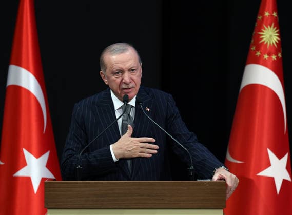 Turkish President Recep Tayyip Erdogan ANKARA, TURKIYE - JUNE 25: (----EDITORIAL USE ONLY - MANDATORY CREDIT - TURKISH PRESIDENCY MUSTAFA KAMACI HANDOUT - NO MARKETING NO ADVERTISING CAMPAIGNS - DISTRIBUTED AS A SERVICE TO CLIENTS----) Turkish President Recep Tayyip Erdogan makes a speech as he attends a meeting with Provincial Heads at AK Party Congress Center in Ankara, Turkiye on June 25, 2025. TUR Presidency Mustafa Kamaci Anadolu Ankara Turkey. Editorial use only. Please get in touch for any other usage.  Copyright: x2026xAnadoluxTURxPresidencyx xMustafaxKamacix