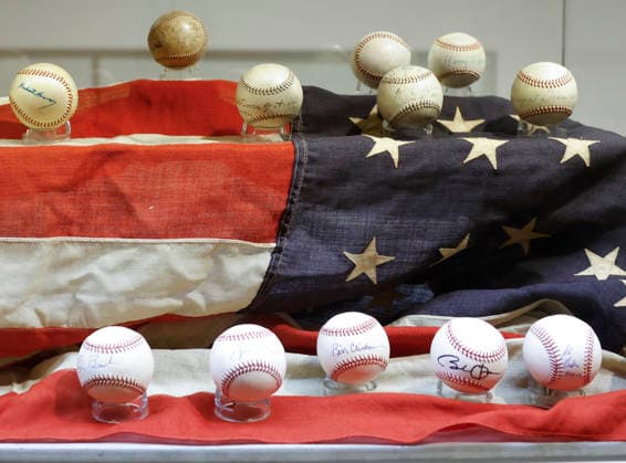 A collection of baseballs signed autographed by United States Presidents is on display at a press review for the free American History Exhibition at Christie s on Thursday, June 25, 2026 in New York City. Christie s New York at 20 Rockefeller Plaza is offering a free, public exhibition of extremely rare items from American history from June 25 until June 30, right before the nation s 250 birthday.  NYP20260625113 JOHNxANGELILLO